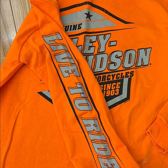 Harley-Davidson Men’s Orange Long Sleeve Shirt SZ M - Picture 4 of 7